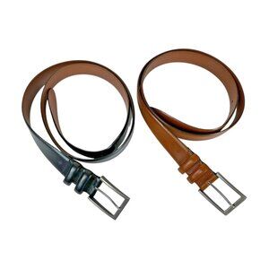 Joseph Abboud Belts 42/105 Italy leather Lot of 2 black/tan brown leather dress